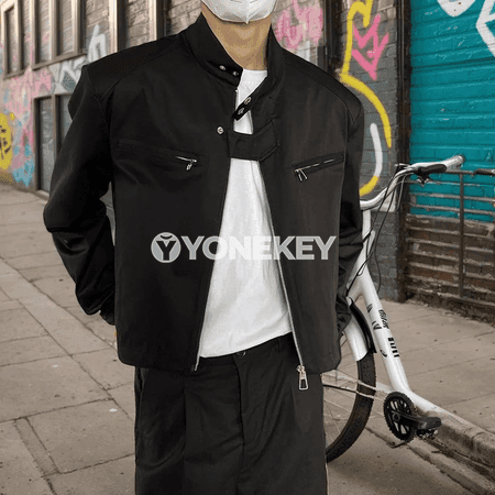 Erkekler üçin gysga ýeňil jaket, ýaz-ýaz pasly üçin