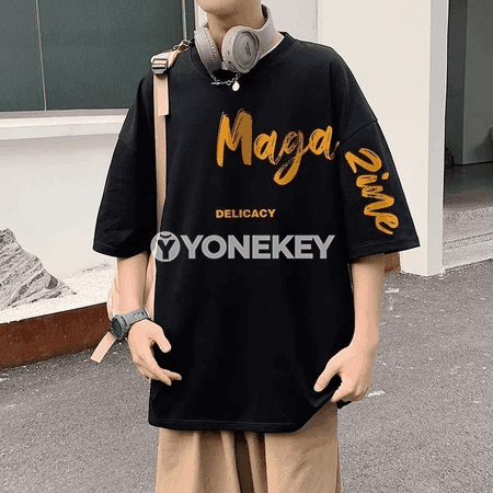 Erkekler üçin giň kesimli ýazlyk futbolka, ýazgyly, XL-8XL