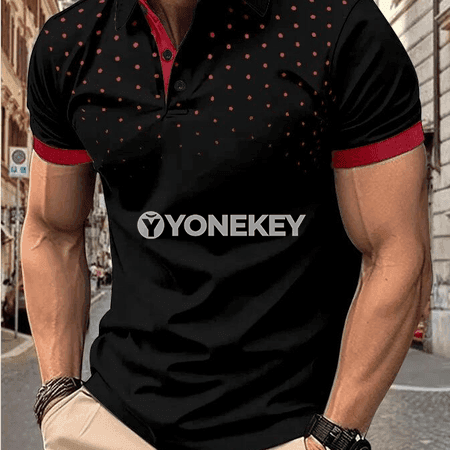 Erkekler üçin 3D çaply ýarym ýeňli polo köýnek