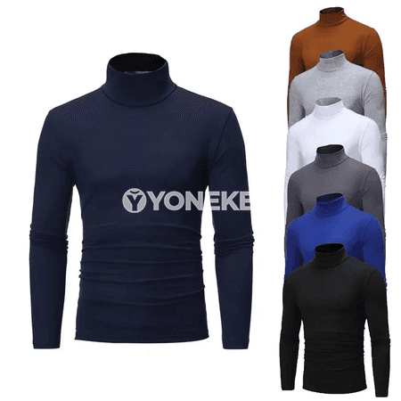 Erkekler üçin ýyly ýokary boýun lycra futbolka, dar kesim
