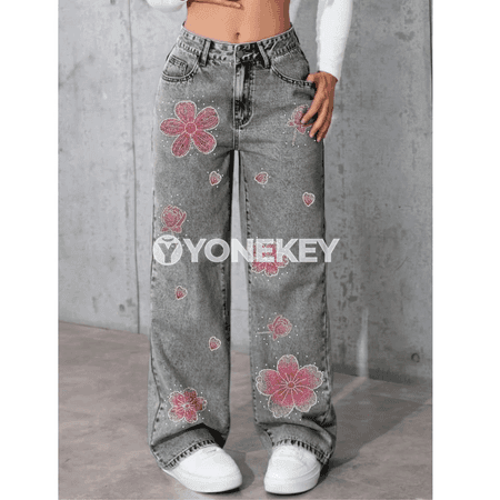 Zenanlar üçin moda jeans, ýumşak uzalýan mataly, gündelik stil