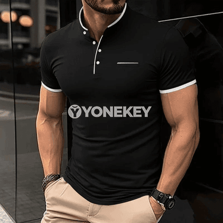 Erkekler üçin ýazky polo boýunly gysga ýeňli köýnek