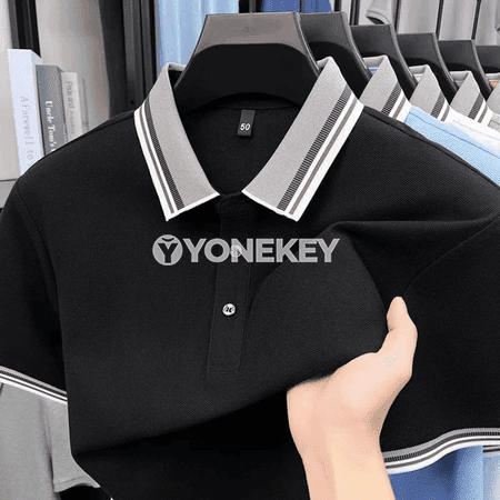 Erkekler üçin ýeňil, dem alýan polos futbolka