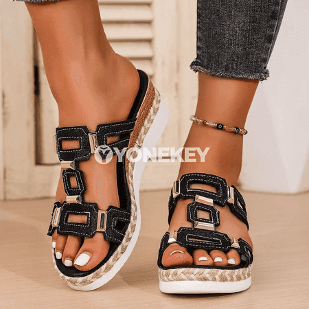 Aýal-gyzlar üçin tomusky retro aýlaw ujy rahat sandal-şypbyk