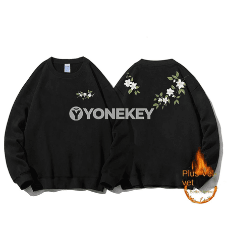 Erkekler üçin galyň pambykly giň kesimli sweatshirt, uzyn ýeňli