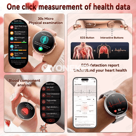 GUHUAVMI ET571 saglyk gözegçilik akylly sagat, ECG, gan basyşy, 1.32" AMOLED
