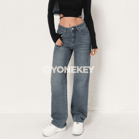 Zenanlar üçin giň balaýak jeans balaklar, rahat fit, retro stil