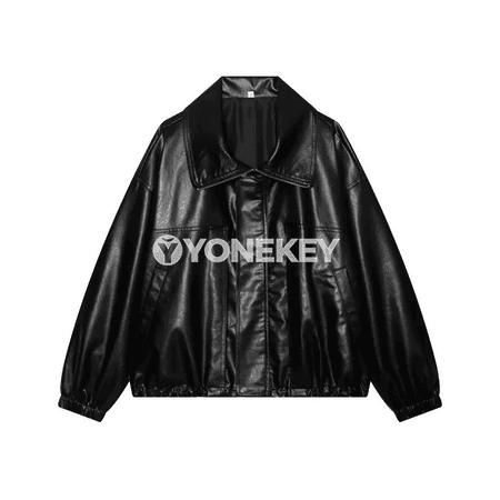 Aýal-gyzlar üçin gara vintage motosikl stilindäki jaket