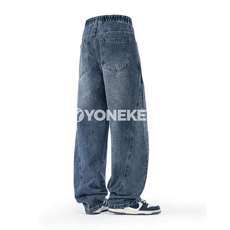 Erkekler üçin giň kesel denim balak — gündelik retro stil