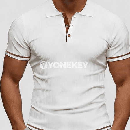 Erkekler üçin gündelik slim fit polo köýnek, bir reňkli