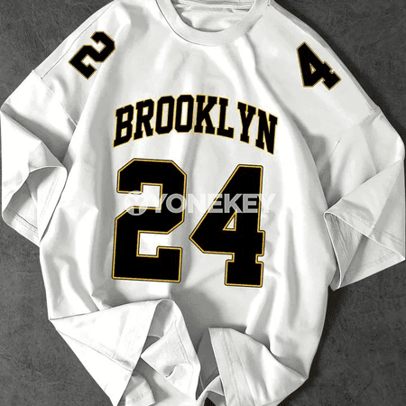 Erkekler üçin Brooklyn 24 ýazgyly rahat futbolka
