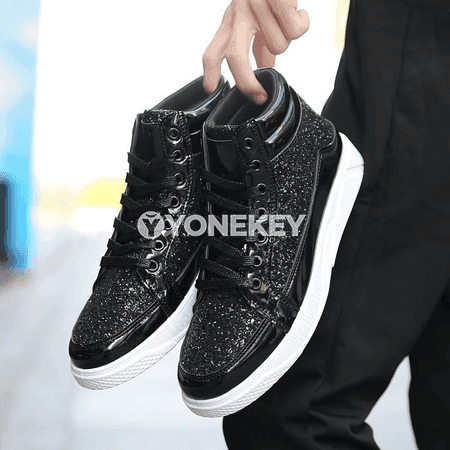 Erkekler üçin ýokary boýunly şineşen sport ädikler, moda gündelik köwüş