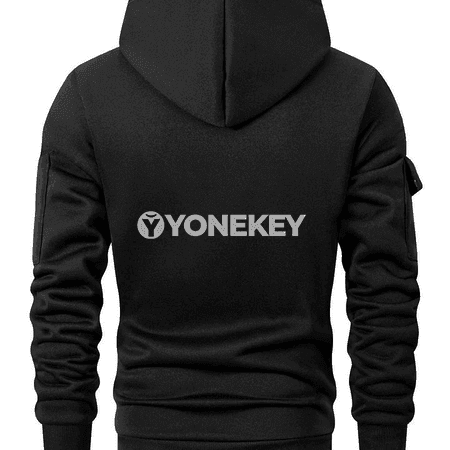 Erkekler üçin ýyly kapýuşonly fermuarly sport sweatshirt, dürli reňkli