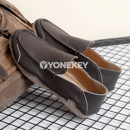 Hakyky deri erkek loafer köwüşler, rahat slip-on, uly ölçegli