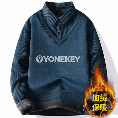 Erkekler üçin ýyly içi fleesli uzyn ýeňli polo köýnek