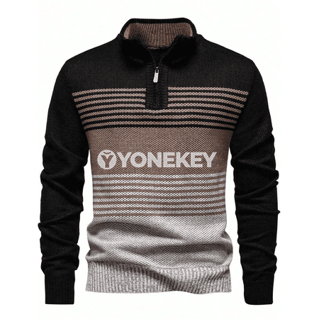 Erkekler üçin 1/4 zipper polo switer, ýeňil güýz-gyş modeli