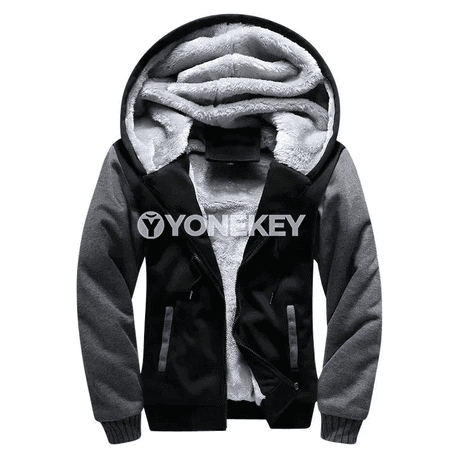 Gyş üçin ýyly erkekleriň fleece kapýuşonly zipli jaketi, 5XL çenli