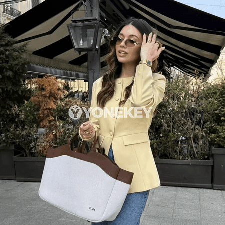 Zenanlar üçin ýazky slim blazer jaket, sary reňkde