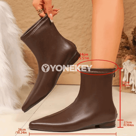 Aýallar üçin zipli çukur topukly deri ädikler, ýaz-güýz moda