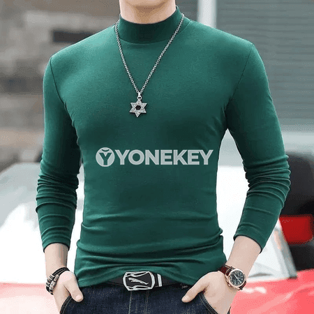 Erkekler üçin ýyly turtleneck futbolka, güýz-gyş, uzyn ýeňli