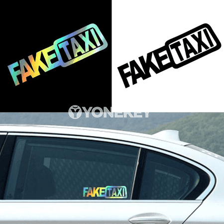 FAKE TAXI awtoulag stikeri 20x5.6 sm, universal dekor decal
