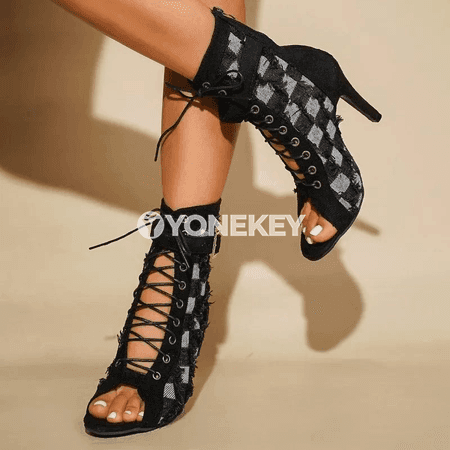Zenanlar üçin ýokary ökjel ýaz köwşi, ujy açyk moda model