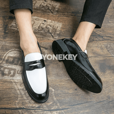 Erkekler üçin klassik brog loafers, gara-goňur, resmi köwüşler