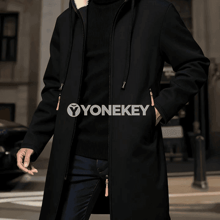Erkekler üçin ýyly kapşonly fermuarly kurtka, galyň fleece, S-XXXL