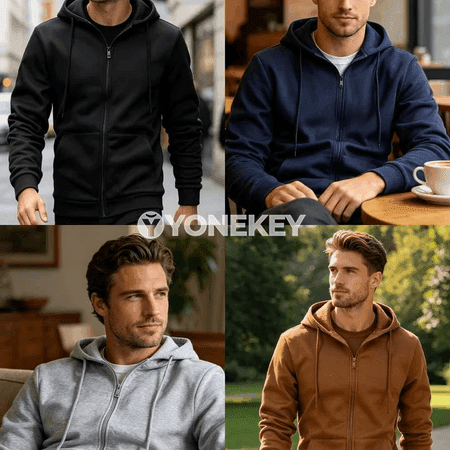 Erkekler üçin ýyly doly fermuarly kapüşonly fleece sviter