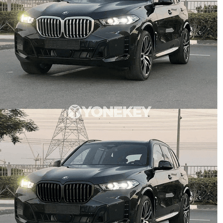 Gara reňkli öň tarapdaky radiator panjarasy, X5L üýtgedilen Black Warrior toplumy bolan 2023/2024 BMW X5 üçin degişlidir.