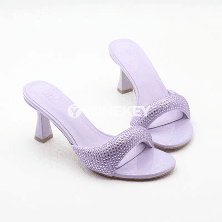 Aýal-gyzlar üçin beýikli rhinestone sandallar, açyk burunly şypbyk