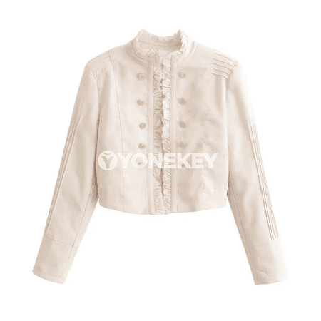 Zenanlar üçin vintage goşa düwmeli ýeňli penjek, ýazky stil