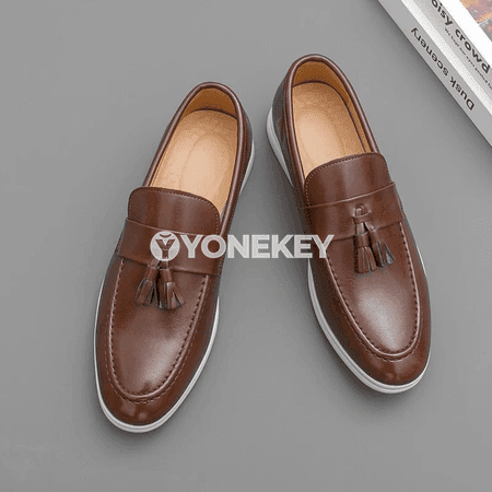 Erkekler üçin ak deri loafers, rahat gündelik we ofis köwüşleri
