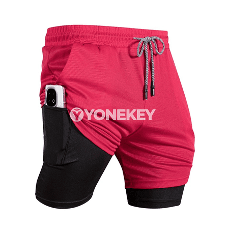 Erkekler üçin sport şortlary, ýeňil we çalt guradýan 2 in 1 model