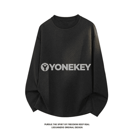Erkekler üçin geometrik ýüzli uzyn ýeňli sweatshirt, giň kesim