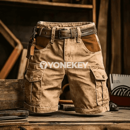 Erkekler üçin tomusky giň şortik, plaid stil, rahat gündelik görnüş