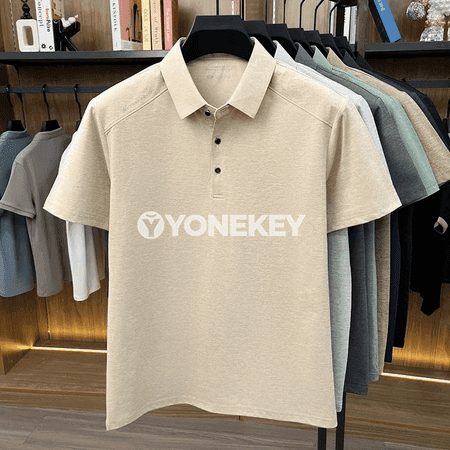 Erkekler üçin ýeňil dem alýan polo futbolka, tomuslyk gündelik model