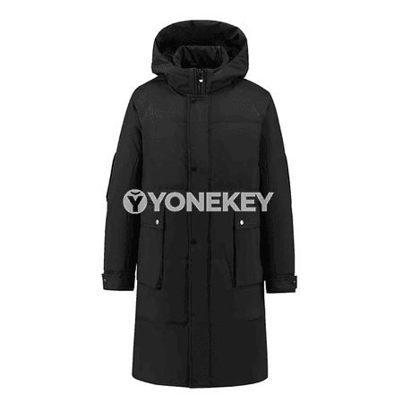 Erkekler üçin uzyn ýyly kapýuşonly gyş penjek, gündelik parka