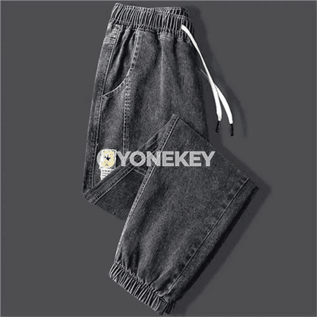 Erkekler üçin ýyly fleece jeans jalbarlar, giň kesimli, gyşlyk