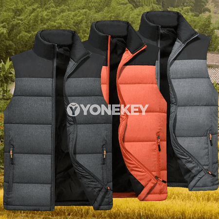 Erkekler üçin ýyly pamykly ýeňsiz ýelek, şäherçe stil