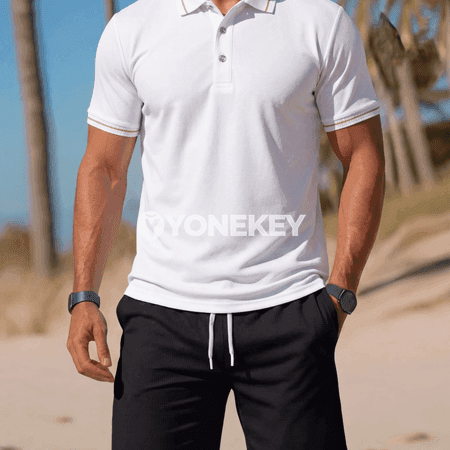 Erkekler üçin polo köýnekli we şortikli 2 bölek set