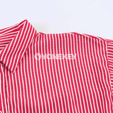 Zenanlar üçin giň göwüşli zolakly uzyn ýeňli köýnek-bluza