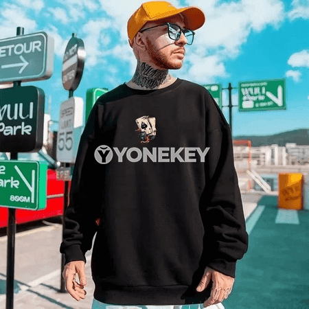 Erkekler üçin giň kesimli güýz-gyş sweatshirt, uzyn ýeňli, M-8XL
