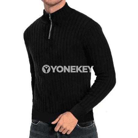 Erkekler üçin ýarym boýunjakly fermuarly ýyly switer