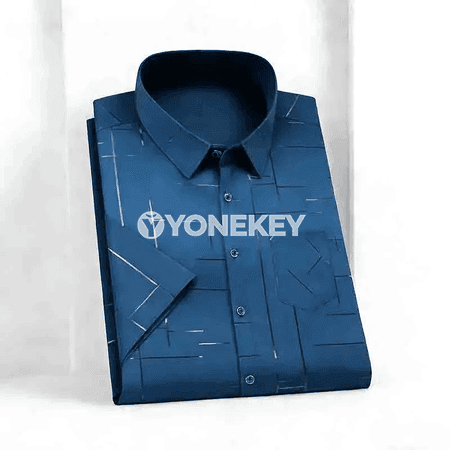 Erkekler üçin tomus köýnegi, geometrik nagyşly, düwme-li, jübili
