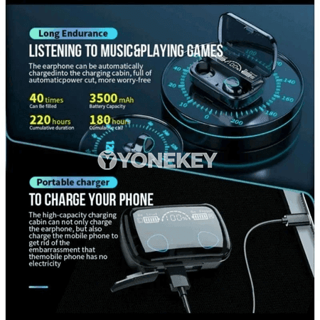 M10 TWS Simsiz Bluetooth Gulaklyklar, Mikrofonly, Gara