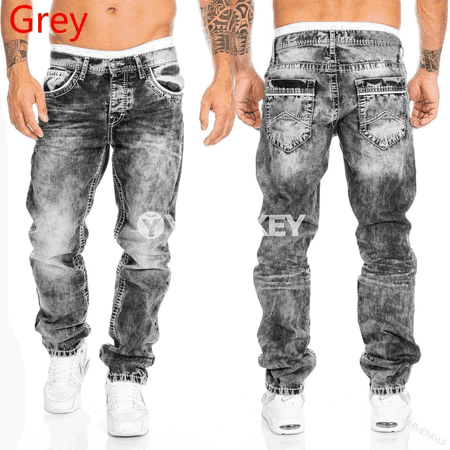 Erkekler üçin göni kesimli jeans, streçli, gündelik we iş üçin