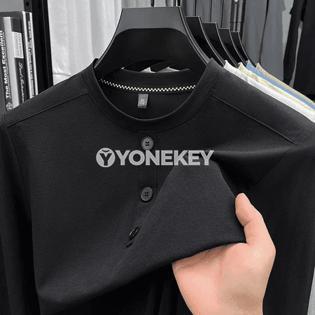 Erkekler üçin Henley boýunli ýumşak gündelik uzyn ýeňli futbolka