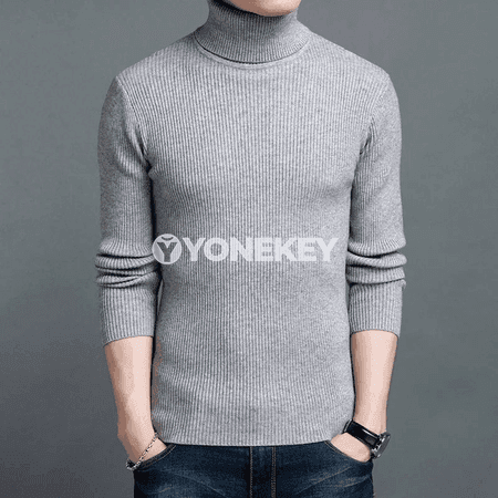 Erkekler üçin ýyly turtleneck switer, güýz-gyş üçin