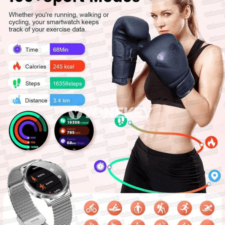1.32" AMOLED zenanlar üçin ýeňil akylly sagat, ýürek urşy we Bluetooth jaň